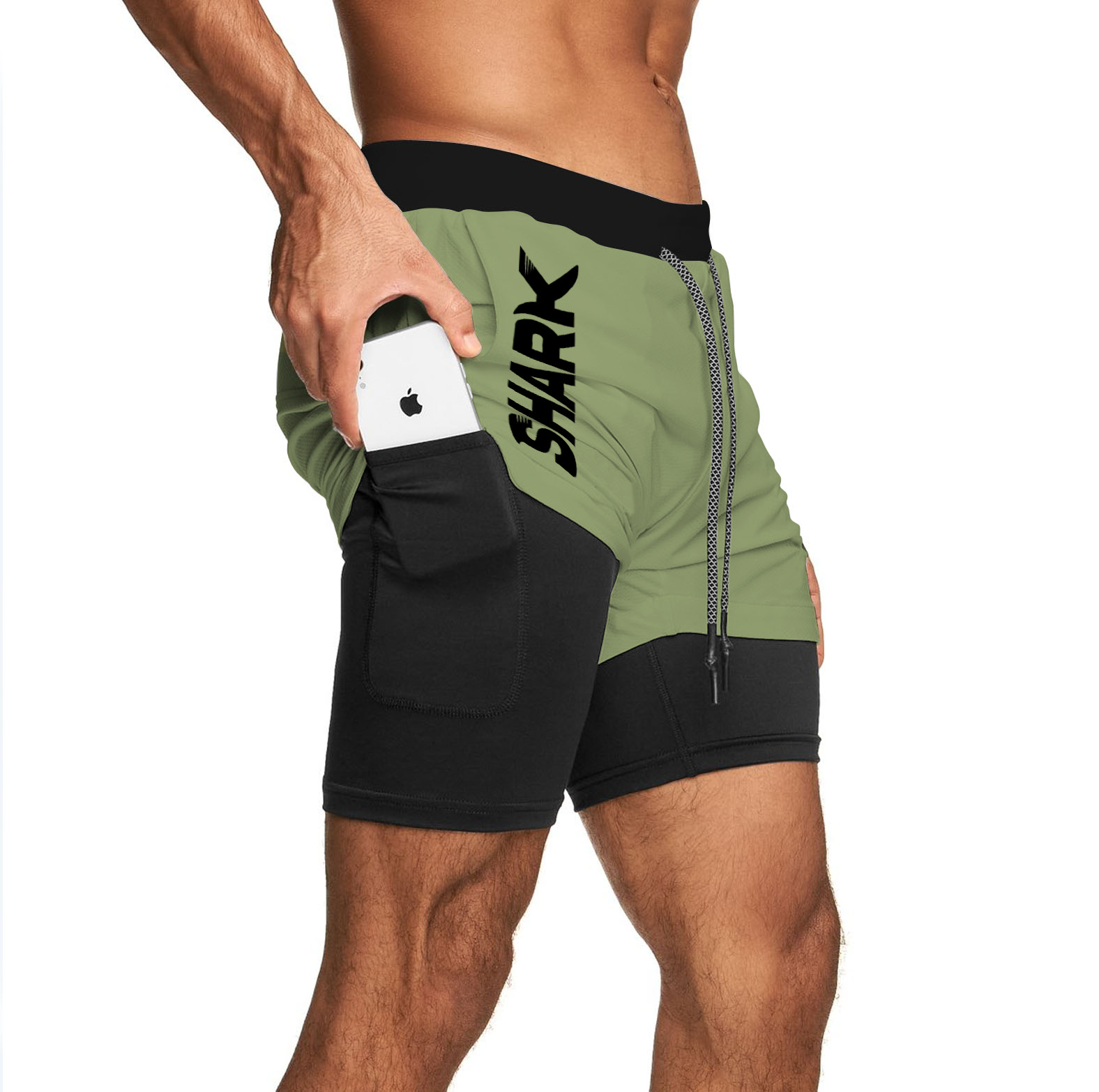 Pantaloneta deportiva running gym 2 en 1  Shark Company® elementos