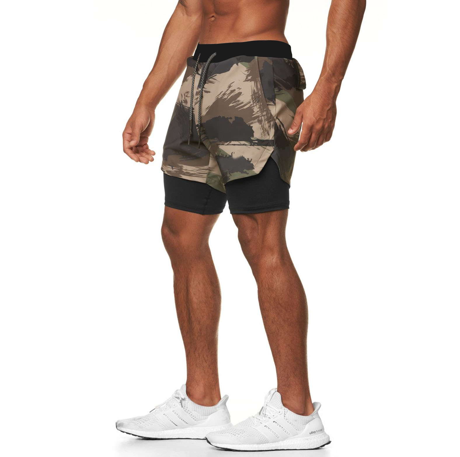 Pantaloneta deportiva running gym camuflada 2 en 1  Shark Company®